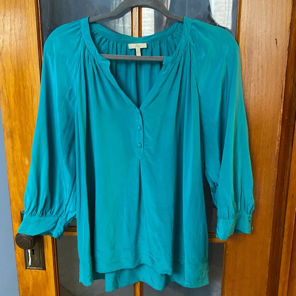 100% Silk Turquoise Blouse